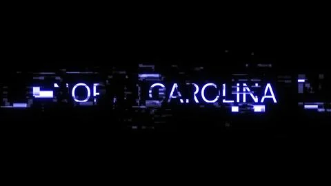 3D rendering North Carolina text with screen effects of technological glitche Stock Illustration