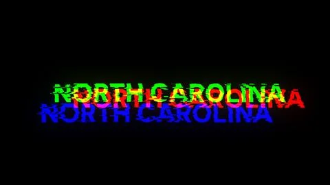 3D rendering North Carolina text with screen effects of technological glitche Stock Illustration