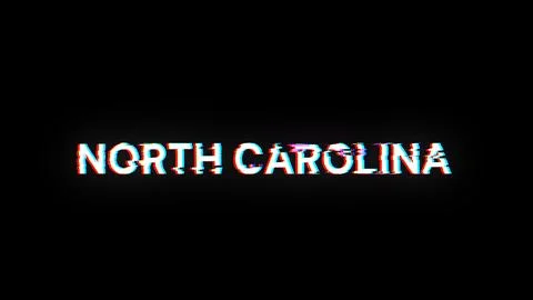 3D rendering North Carolina text with screen effects of technological glitche Stock-Illustration