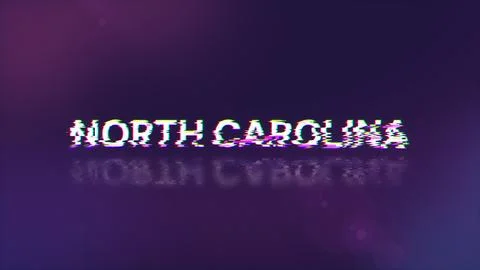 3D rendering North Carolina text with screen effects of technological glitche Stock Illustration