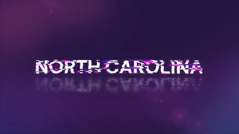3D rendering North Carolina text with screen effects of technological glitche Stock Illustration