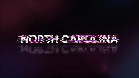 3D rendering North Carolina text with screen effects of technological glitche Stock Illustration