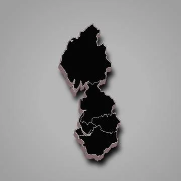3d rendering north west england administrative map isolated on Gray backgro.. Stock Illustration