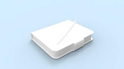 3D rendering of a notebook and pen isolated notation doodle book 3D render... Stock Photos