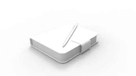 3D rendering of a notebook and pen isolated notation doodle book 3D render... Stock Photos