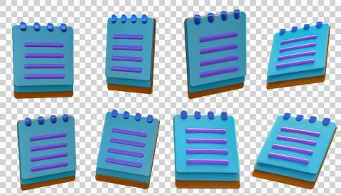 3d rendering notebook icon, transparent background Ilustração Stock