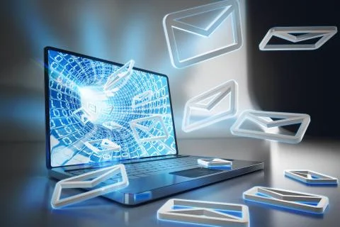 3D Rendering notification spam e-mail Stock Illustration