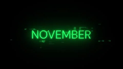 3D rendering November text with screen effects of technological glitches Stock Illustration