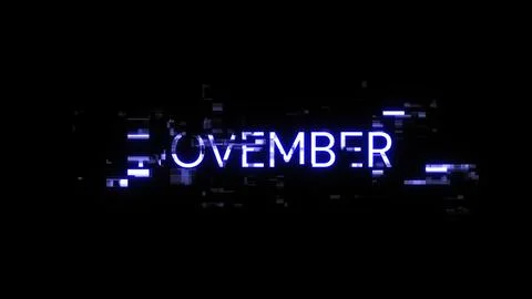 3D rendering November text with screen effects of technological glitches Stock Illustration