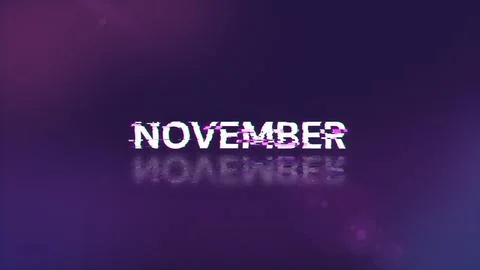 3D rendering November text with screen effects of technological glitches Stock Illustration