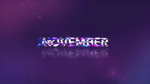 3D rendering November text with screen effects of technological glitches Illustrazione stock