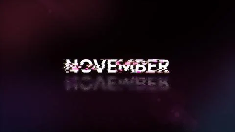 3D rendering November text with screen effects of technological glitches Stock-Illustration