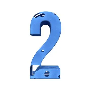 A 3D rendering of the number 2 with a worn-out denim texture isolated on a wh Stock Illustration