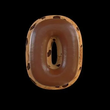 3d rendering of the O letter recreating a cookie with chocolate on top Stock Illustration
