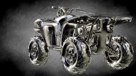3d rendering of an object painting on a dark background Stock Illustration
