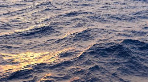 3D rendering of a ocean water on sunset. Stock Illustration