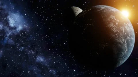 3d Rendering ofEarth rotating in space with stars and milkway. background Video stock 139309282