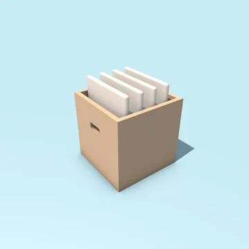 3D rendering of an office box with folders Stock Illustration
