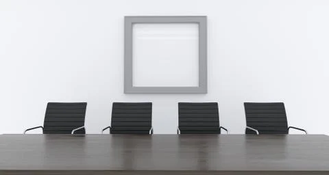 3d rendering of office with chars and empty table with empty poster on wall Stock Illustration