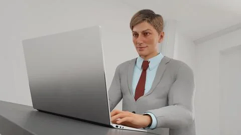 3d rendering officer working. Illustration