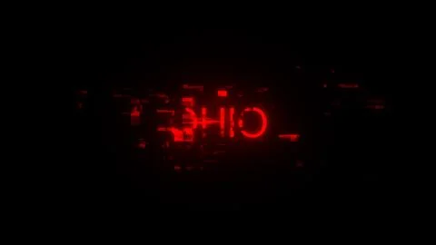 3D rendering Ohio text with screen effects of technological glitches Stock-Illustration