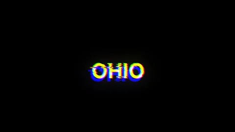 3D rendering Ohio text with screen effects of technological glitches Stock-Illustration