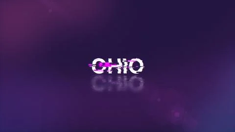 3D rendering Ohio text with screen effects of technological glitches Stock Illustration