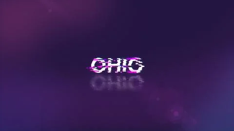3D rendering Ohio text with screen effects of technological glitches Stock Illustration