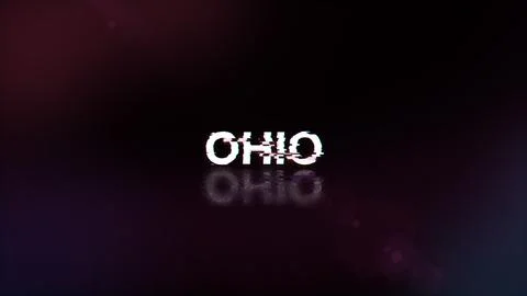 3D rendering Ohio text with screen effects of technological glitches Illustrazione stock