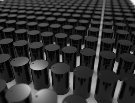 3D rendering of oil barrels isolated in white studio background. Stock Illustration