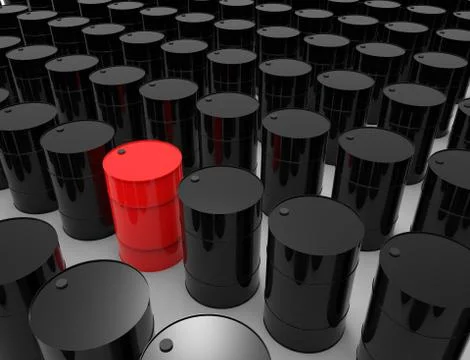 3D rendering of oil barrels isolated in white studio background. イラスト素材