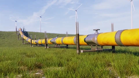 3D Rendering of Oil, Gas and Gas Pipeline Energy Transmission Scenarios Video stock 345454765