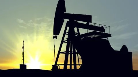 3D rendering of Oil pump oil rig energy industrial machine for petroleum in t Stock Illustration