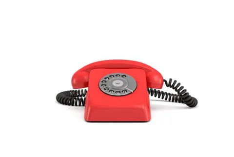 3d rendering of an old-fashioned rotary phone in front view on white background. Stock Illustration