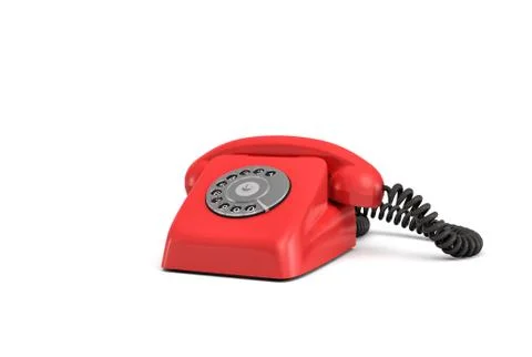 3d rendering of an old-fashioned rotary phone isolated on white background. Ilustración de archivo