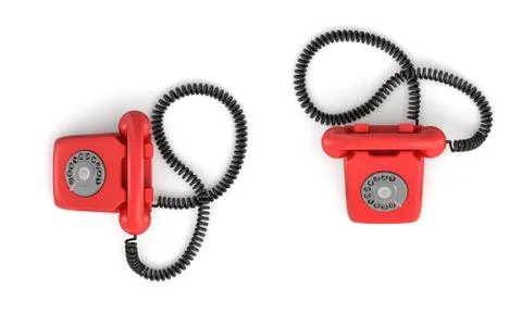 3d rendering of an old-fashioned rotary phone in top view on white background. Stock Illustration
