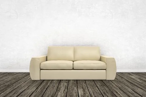 3d rendering of an old room with a sofa Stock Illustration