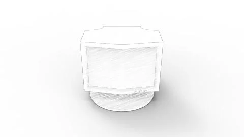 3d rendering of an old vintage computer monitor screen Stock Illustration