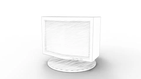 3d rendering of an old vintage computer monitor screen Stock Illustration