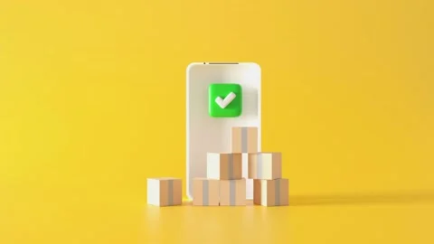 3d rendering Online good parcel Finished delivery. boxes on smartphone Stock Footage 202302907