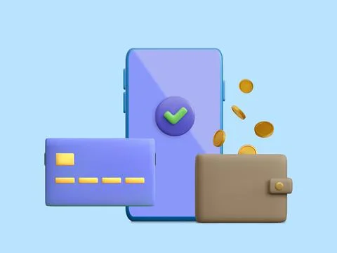 3D rendering Online mobile money transfer. Mobile banking concept. Secure onl イラスト素材