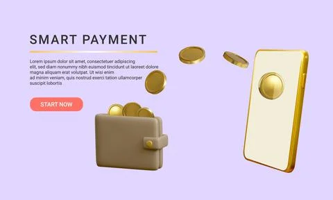 3D rendering Online mobile money transfer. Mobile banking concept. Secure onl Stock Illustration