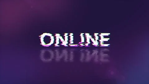 3D rendering online text with screen effects of technological glitches Stock Photos