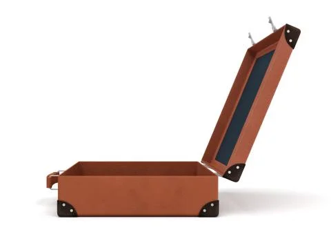 3d rendering of an open brown retro suitcase revealed to hold nothing. Stock Illustration