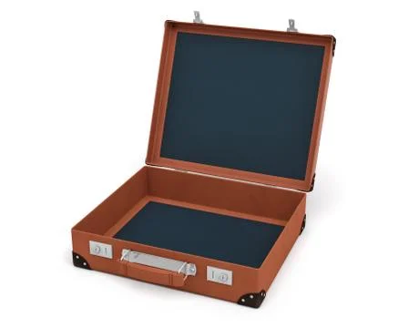 3d rendering of an open brown vintage suitcase with nothing inside on white イラスト素材