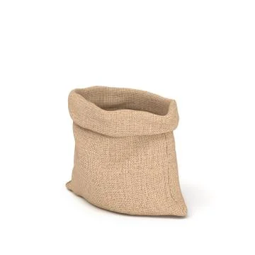 3d rendering of open burlap money bag isolated on white background Stock Illustration