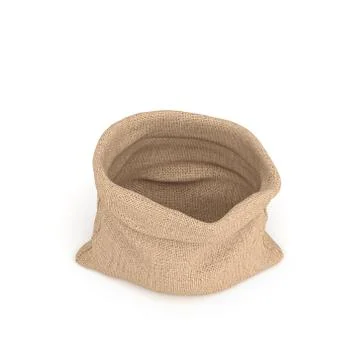 3d rendering of open burlap money bag isolated on white background Stock Illustration