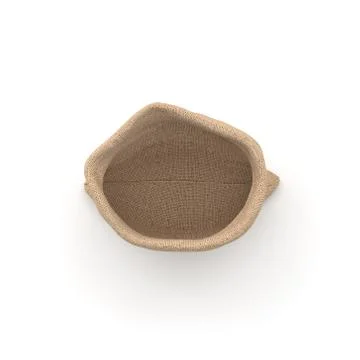 3d rendering of open burlap money bag isolated on white background in top view Stock Illustration