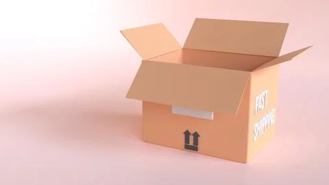 3D rendering open cardboard box or delivery package. 3D illustration open del Illustrazione stock