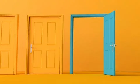 3D rendering of an open door. Business opportunity concept Stock Illustration